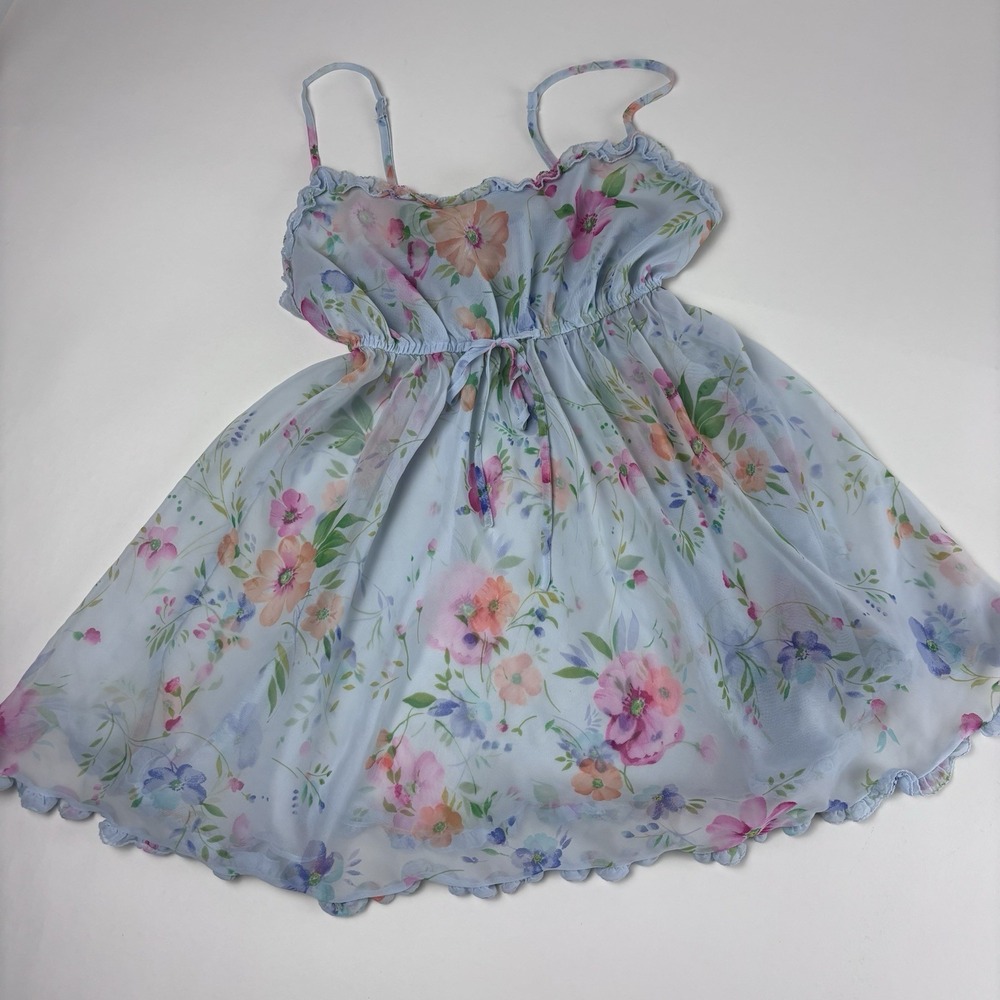 Victoria's Secret Womens Medium Vintage Y2k Floral Babydoll Slip Dress Coquette